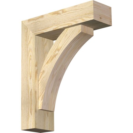 Ekena Millwork Thorton Block Rough Sawn Bracket w/ Offset Brace, Douglas Fir, 6"W x 20"D x 24"H BKT0604X20X24THR05RDF